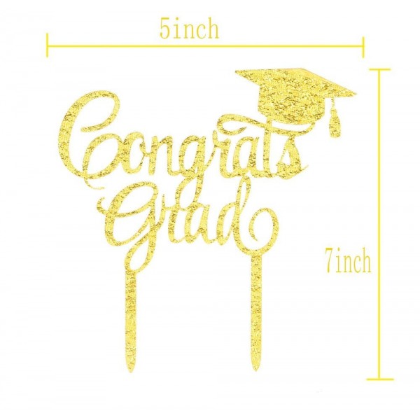 Gold Congrats Grad Cake Topper-Acrylic Graduation Cake Toppers 2018 ...