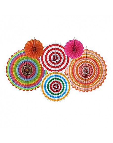 Pack of 6 Tissue Paper Fans Collection Rainbow Paper Fans Party Photo ...