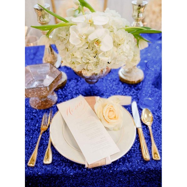 Royal Blue Sparkle Tablecloth 50x72-Inch Rectangle Blue Sequin Table ...