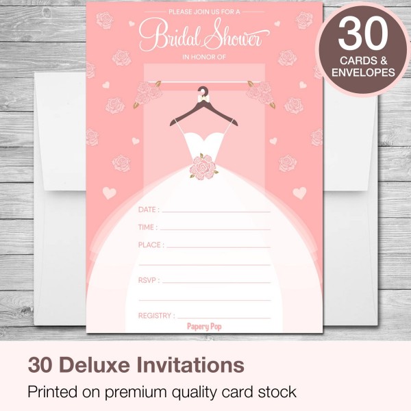 30 Bridal Shower Invitations with Envelopes (30 Pack) - Wedding Shower ...