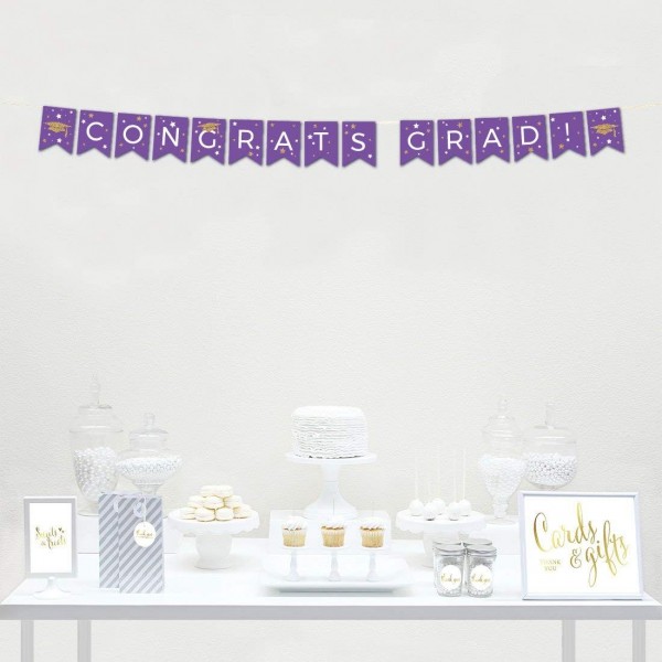 Royal Purple and Gold Glittering Graduation Party Collection - Hanging ...