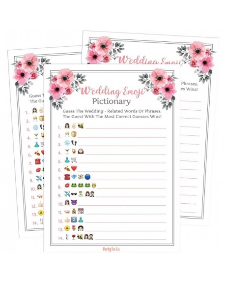 Bridal Shower Games Emoji Pictionary - Pack of 50 - Emoji Bachelorette ...