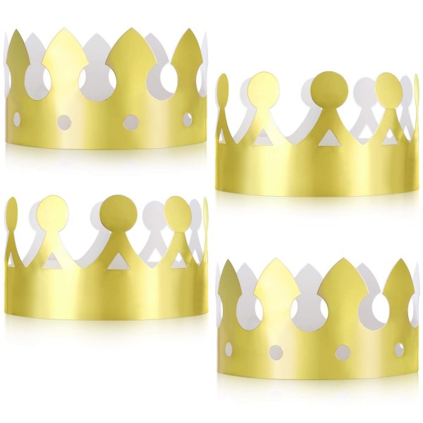 24 Pieces Golden King Crowns Gold Foil Paper Party Crown Hat Cap for ...