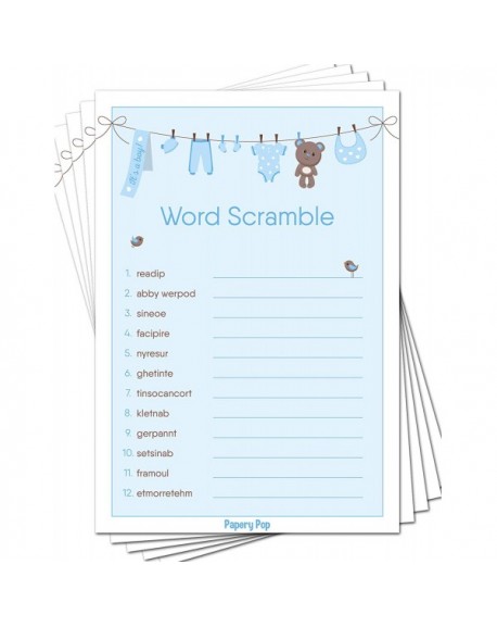 Baby Word Scramble Game Cards (Pack of 50) - Baby Shower Games Ideas ...