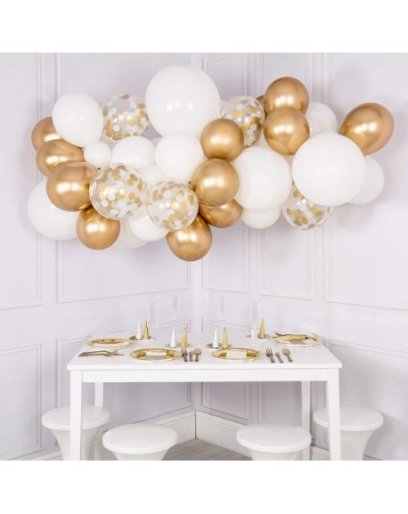 DIY Balloons Garland with Gold and White Balloons Confetti Balloons ...