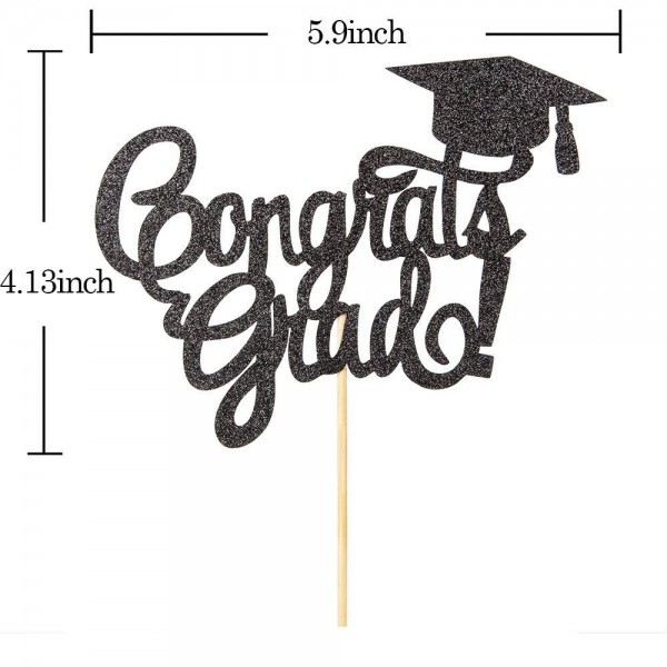 Black Glitter Congrats Grad Cake Topper - Class of 2018 Graduate Party ...