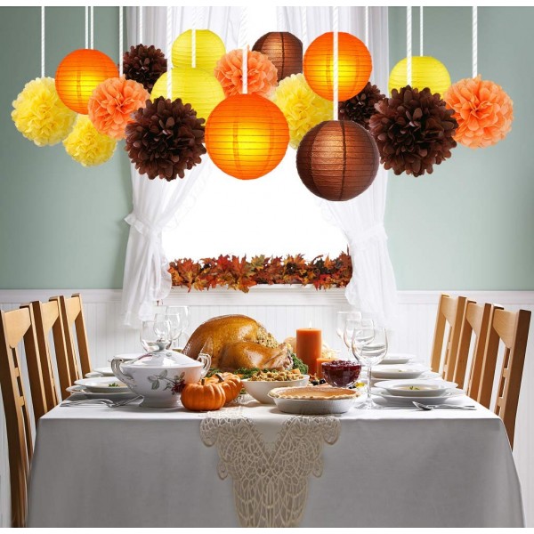 Thanksgiving Party Decoration kit - Fall Harvest Yellow Orange Brown ...