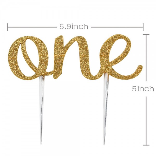 One Cake Topper 1st First Birthday Cake Decoration Double Sided Gold ...