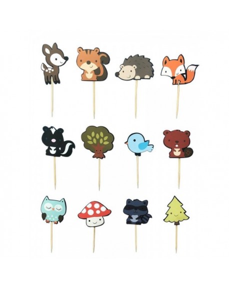 Cute Woodland Creatures Cupcake Toppers Picks - Woodland Animal Friends ...