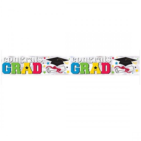 Multi-Colored 9ft Foil Banner Congrats Grad! Great Decoration for Your ...