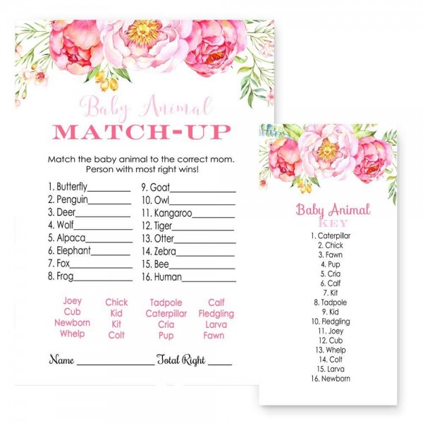 Floral Baby Shower Games Animal Match Cards (25 Pack) - CA186M278RS