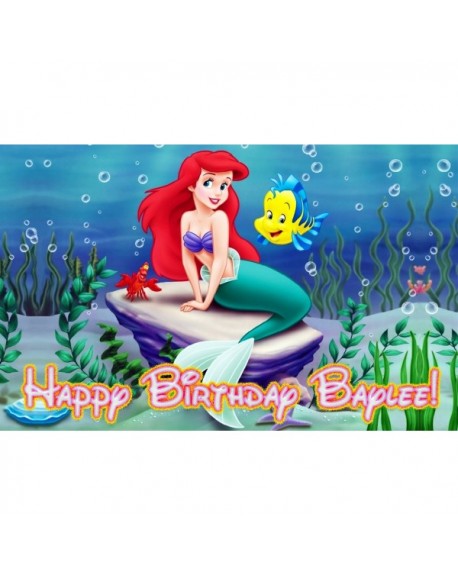 Little Mermaid 1/4 Sheet Edible Photo Birthday Cake Topper ...