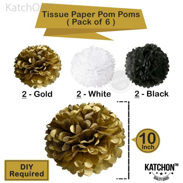 Black 70th Birthday Decorations Party KIT - Black Gold and White Paper ...