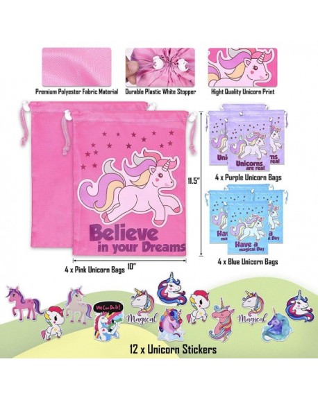 unicorn drawstring party bags 12 pack adorable unicorn goodie bags