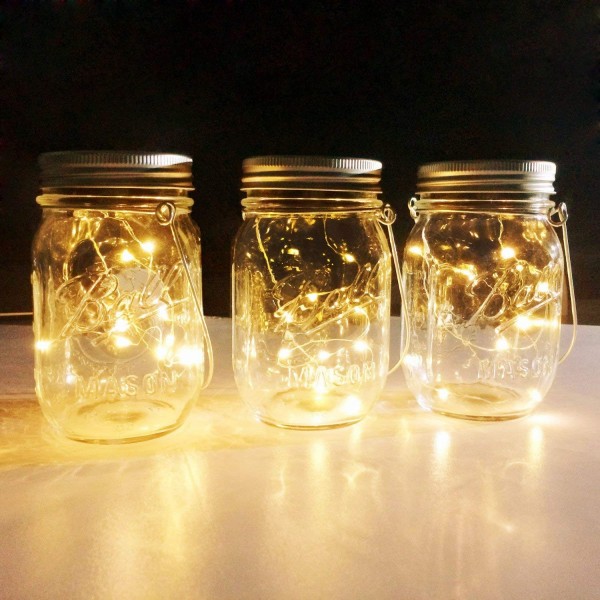 Mason Jar Solar Lids Lights-6-Pack 30 LEDs Fairy Fireflies String ...