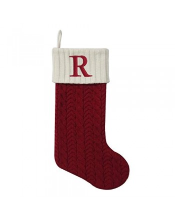 St. Nicholas Square 21-inch Monogram Embroidered Initial Cable Knit Red ...