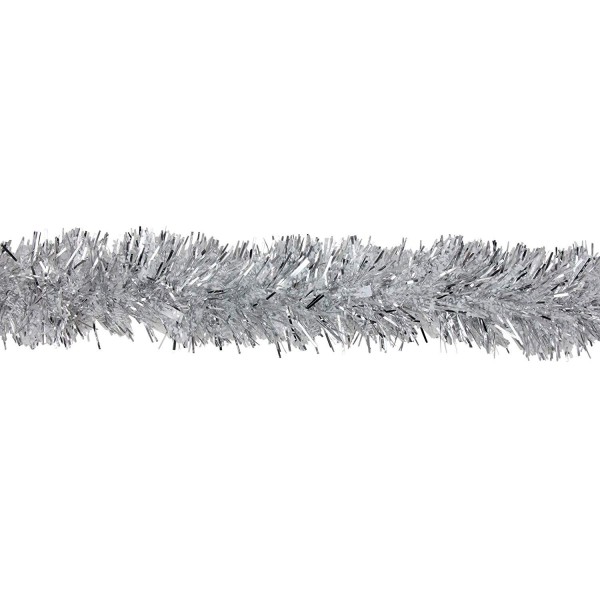 12' Soft Iridescent Silver Spiral Christmas Tinsel Garland - Unlit ...