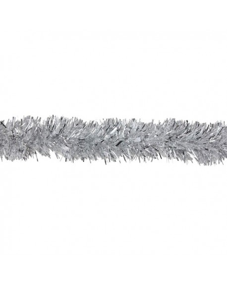 12' Soft Iridescent Silver Spiral Christmas Tinsel Garland - Unlit ...