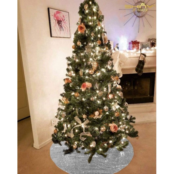 Tree Skirt 24 Inch Christmas Tree Skirt Silver Sequence Tree Skirt 