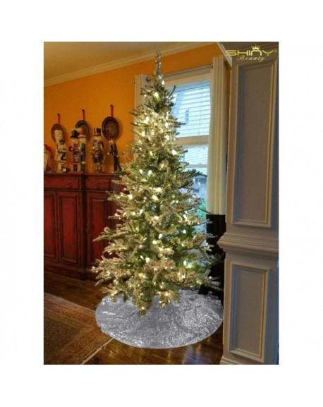 Tree Skirt 24 Inch Christmas Tree Skirt Silver Sequence Tree Skirt 