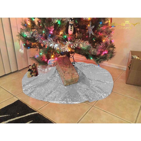 Tree Skirt 24 Inch Christmas Tree Skirt Silver Sequence Tree Skirt 