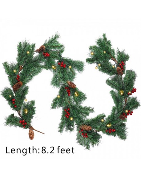 Christmas Garland With Lights Battery Operated - 2.5m/8feet Artificial ...