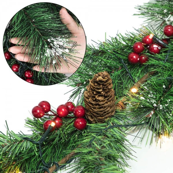 Christmas Garland with Lights Battery Operated - 2.5m/8feet Artificial