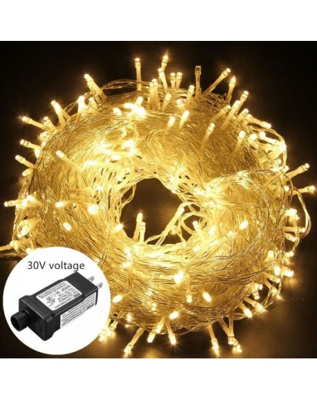 Led String Lights Outdoor Christmas Lights 100LED 49.2ft 30V 8 Modes ...