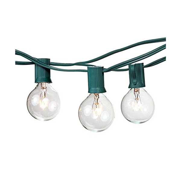 G40 Clear Globe String Light Bulbs with 25 Clear Bulbs Best Outdoor ...