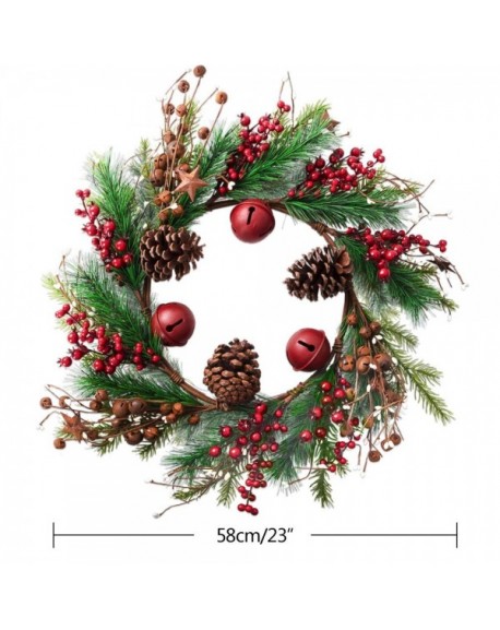 Christmas Wreath - Garland With Bells And Stars - 23×23inch Christmas ...