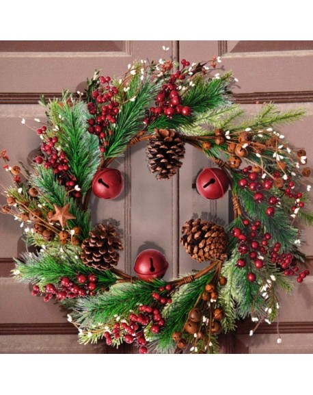 Christmas Wreath - Garland With Bells And Stars - 23×23inch Christmas ...