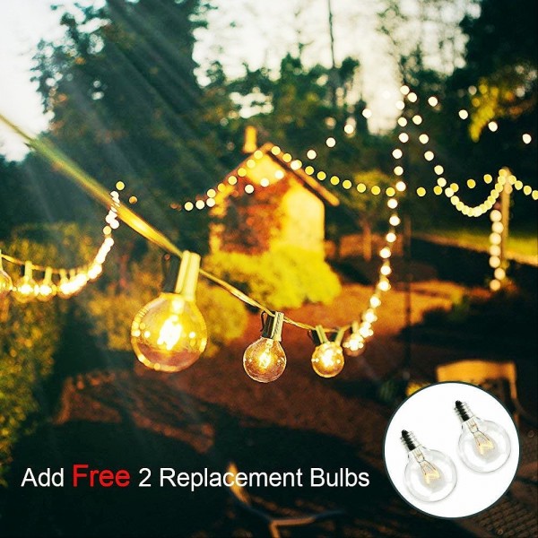 25ft Outdoor Patio String Lights With 25 Clear Globe G40 Bulbs Ul