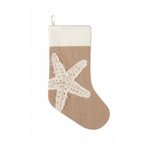 Coastal Starfish Appliqued Christmas Stocking