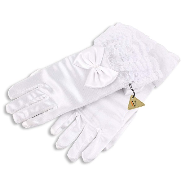 White Satin Short Gloves Bridesmaid Wedding Flower Girl Bridal Floral ...