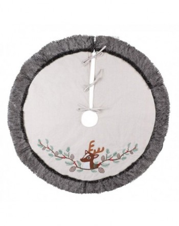 TDW 48 inch Christmas Burlap Embroidered Tree Skirt - Embroidered ...