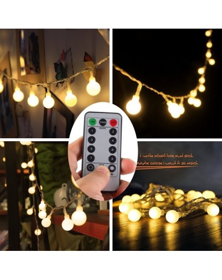 Dimmable Globe String Lights-16.4 Feet 50 LED Outdoor Globe String ...