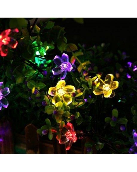 1 Outdoor Solar String Lights - Flower 50 Led 23ft Multi-color Solar 