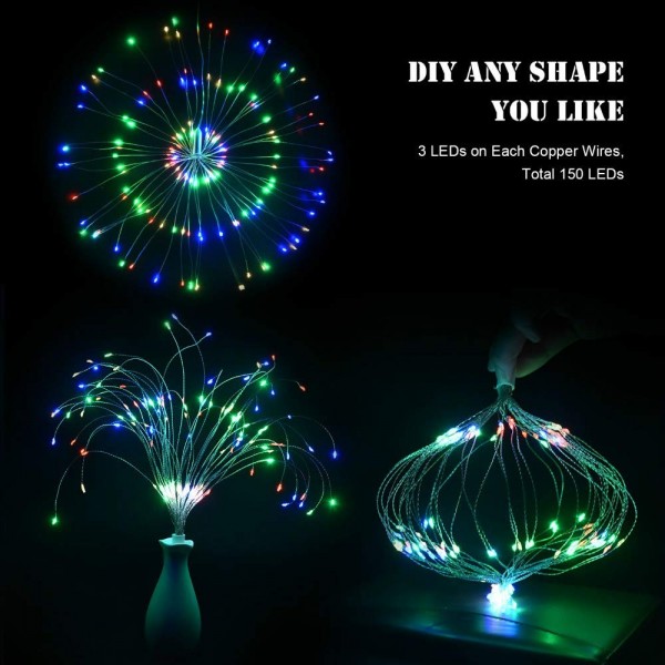 Hanging Fairy Lights - 2pack Firework String Light - 150 LED DIY ...