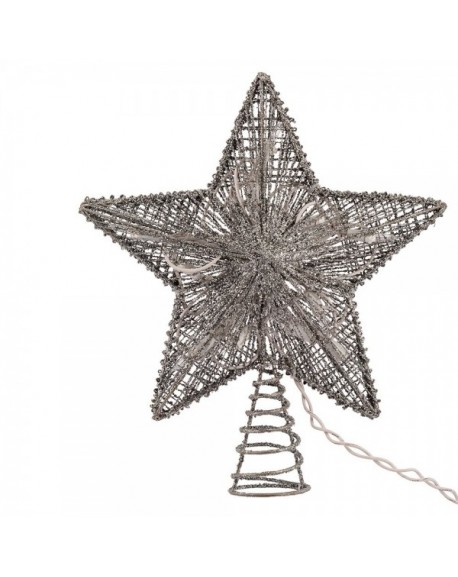 10-Inch Silver Star Treetop with 10 Mini UL Lights - CU11DBKGJIP