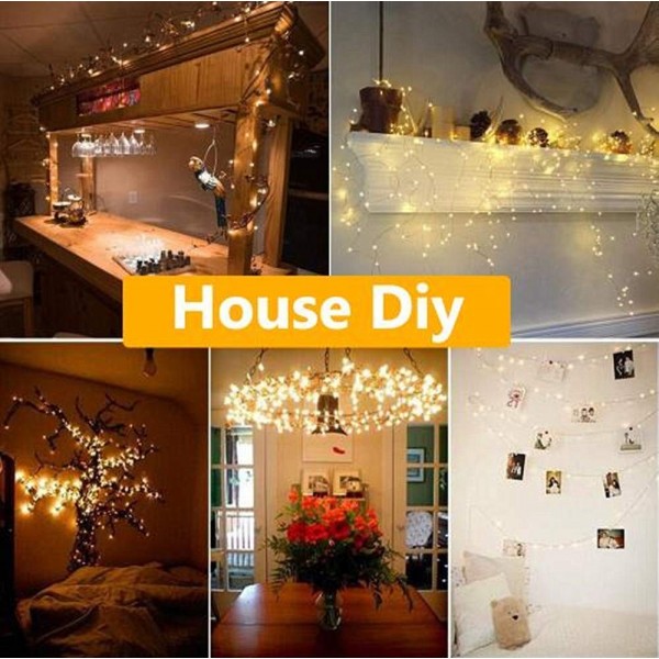 72FT 200 LED String Lights Warm White - Plug in String Lights 8 Modes ...