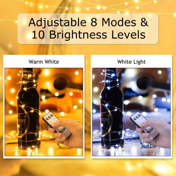 33ft 100 LED String Lights with Remote Control - Copper Wire Fairy ...