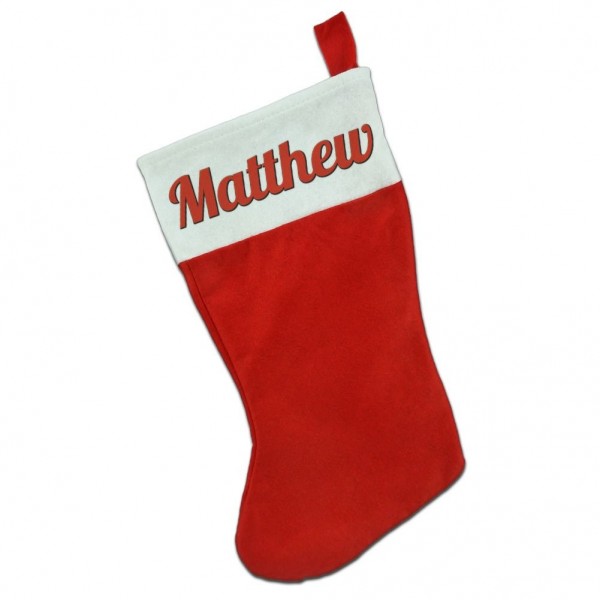 Christmas Holiday White Felt Stocking