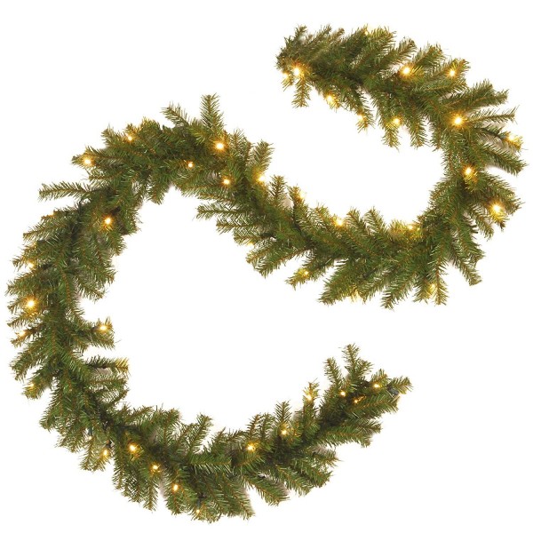 9 Foot by 10 Inch Norwood Fir Garland with 50 Battery Operated Warm ...