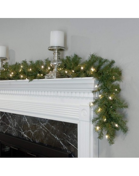 9 Foot By 10 Inch Norwood Fir Garland With 50 Battery Operated Warm ...