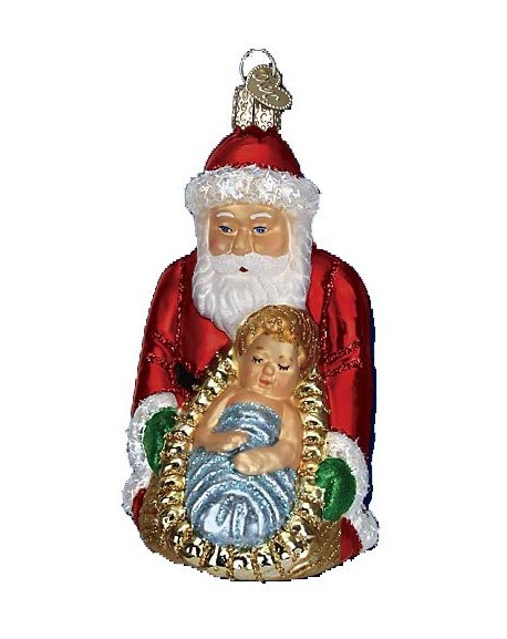 Old World Christmas Baby Jesus And Santa Christmas Ornament - CJ1163HDLVV