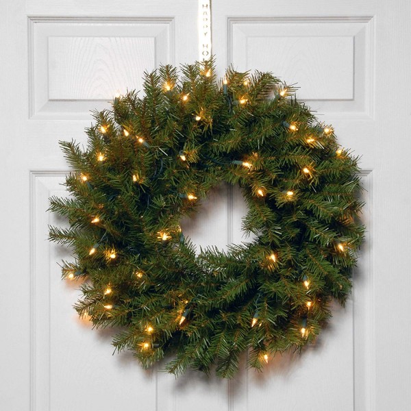 24 Inch Norwood Fir Wreath with 50 Battery Operated Warm White LED ...