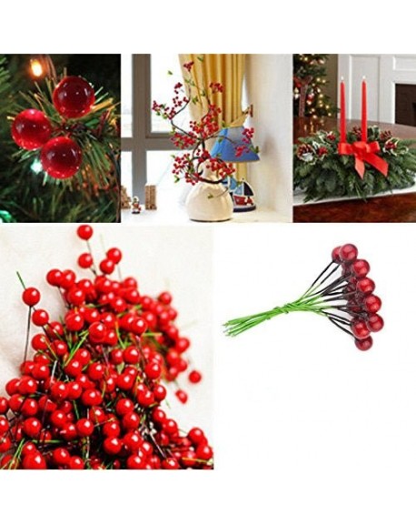 Christmas Tree Artificial Red Holly Berry Pick Branch Wreath Pack of ...