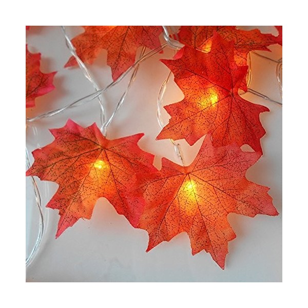 30 Led Maple Leaf String Lights Battery Lighting 9.8ft Decorations Fall ...