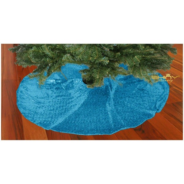 Christmas Tree Skirt 48Inch Tree Skirt Sequin Tree Skirt Turquoise Tree ...