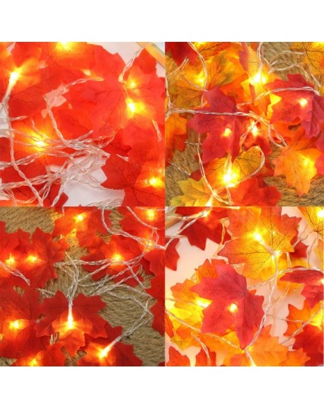 2 Pieces Thanksgiving Decorations Lighted Fall Garland - 20 LED Red ...